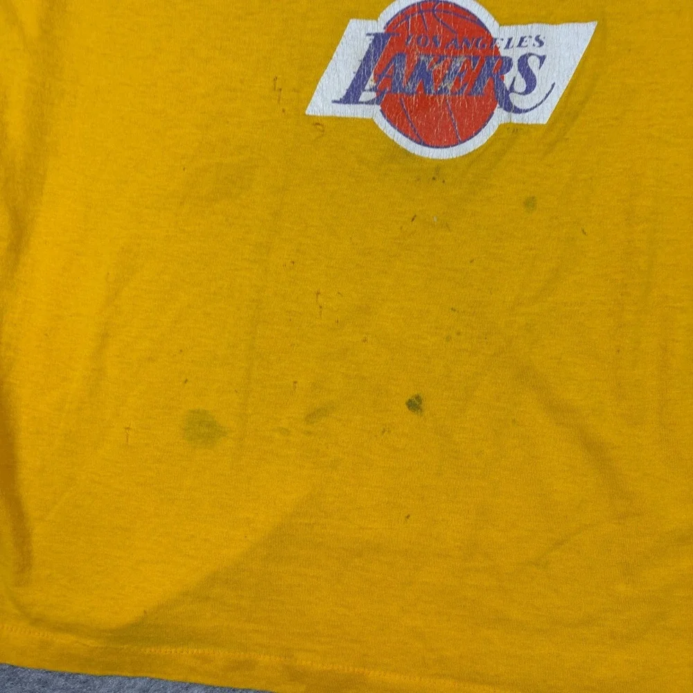 80s LA Lakers Champion T Shirt Mens Large Gold Los Angeles Vintage Graphic NBA - Picture 9 of 16